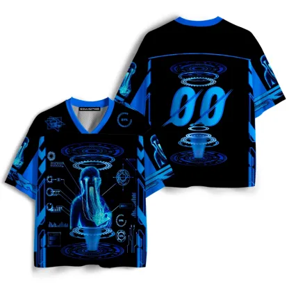 Soulisfree Cyberpunk Blue Aesthetic Mesh Jersey