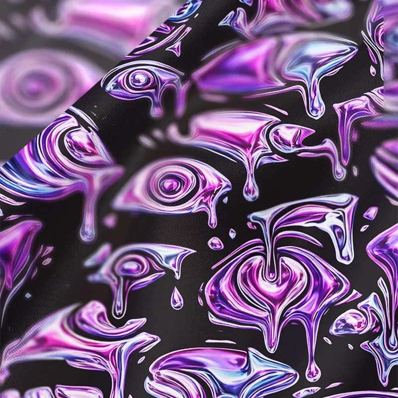 Soulisfree Psychedelic Melting Gaze Cowl Neck Satin Mini Dress