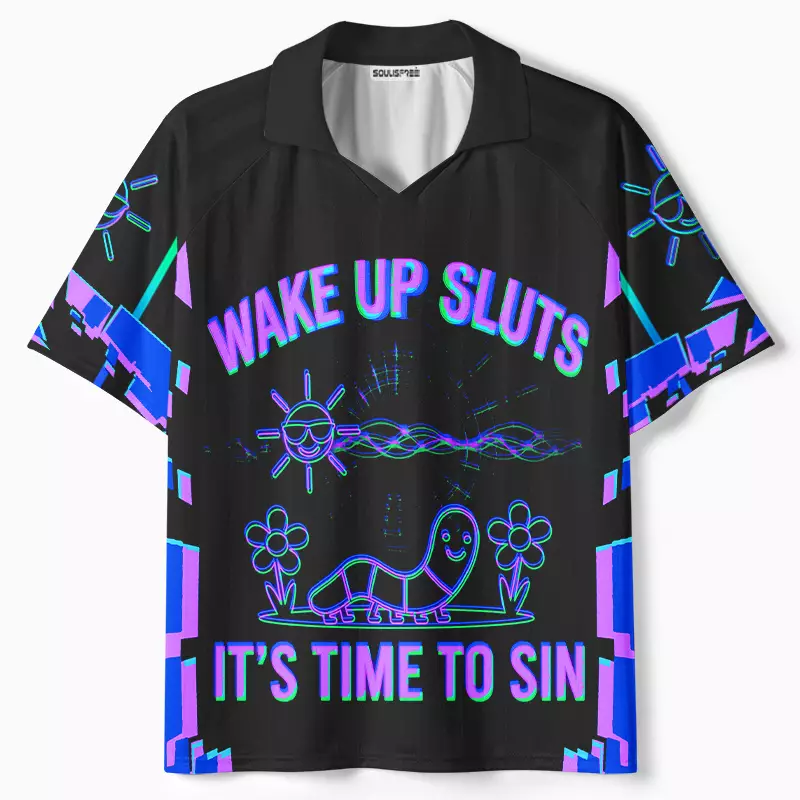 Soulisfree WAKE UP SLUTS IT'S TIME TO SIN Collar Polo Jersey