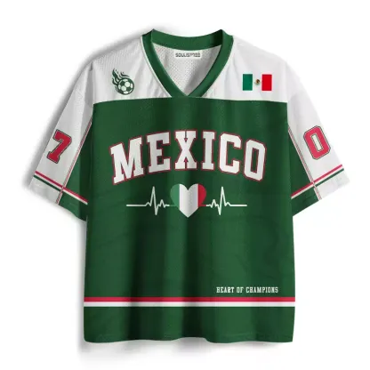 Soulisfree Retro Vintage Mexico Fútbol Mesh Jersey