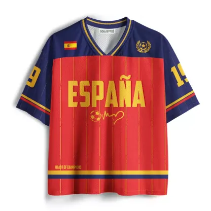 Soulisfree Retro Vintage Spain Fútbol Mesh Jersey