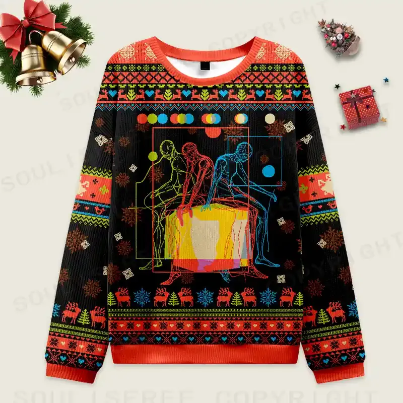 Meditation In Color Ugly Christmas Knit Sweatshirt
