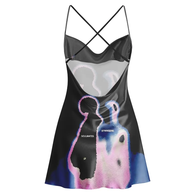 Soulisfree  SOULMATES Cowl Neck Satin Mini Dress