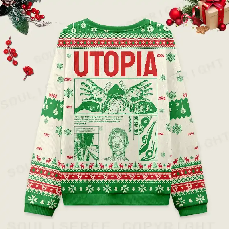 Yearning For Utopia Ugly Christmas Knit Sweatshirt