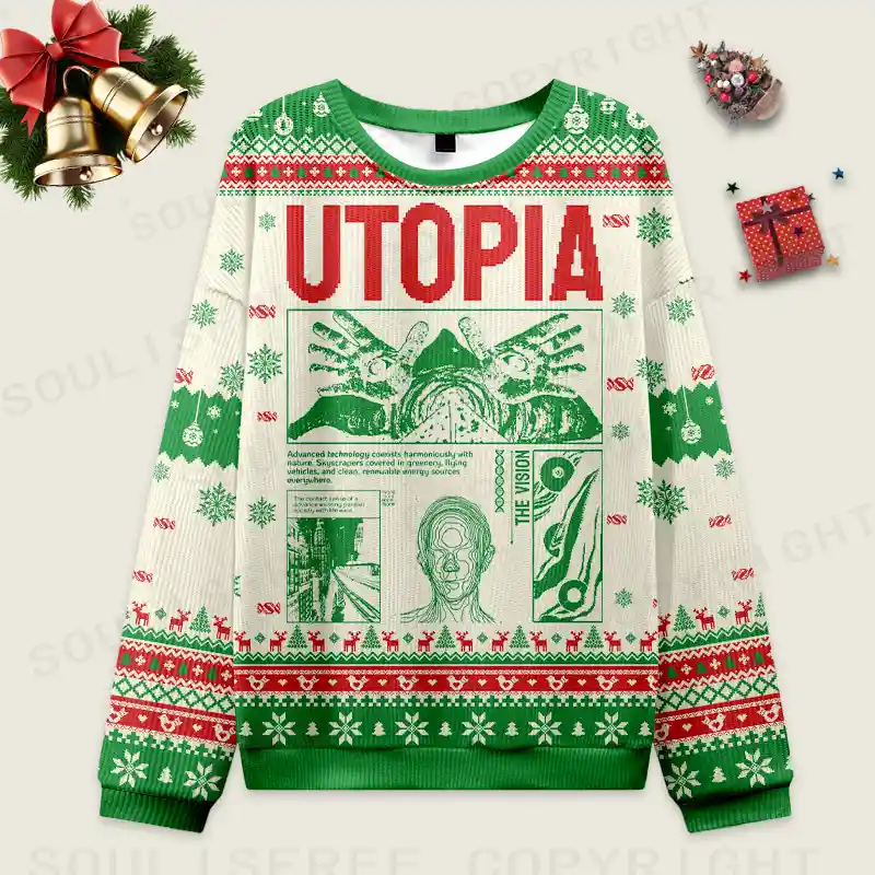 Yearning For Utopia Ugly Christmas Knit Sweatshirt