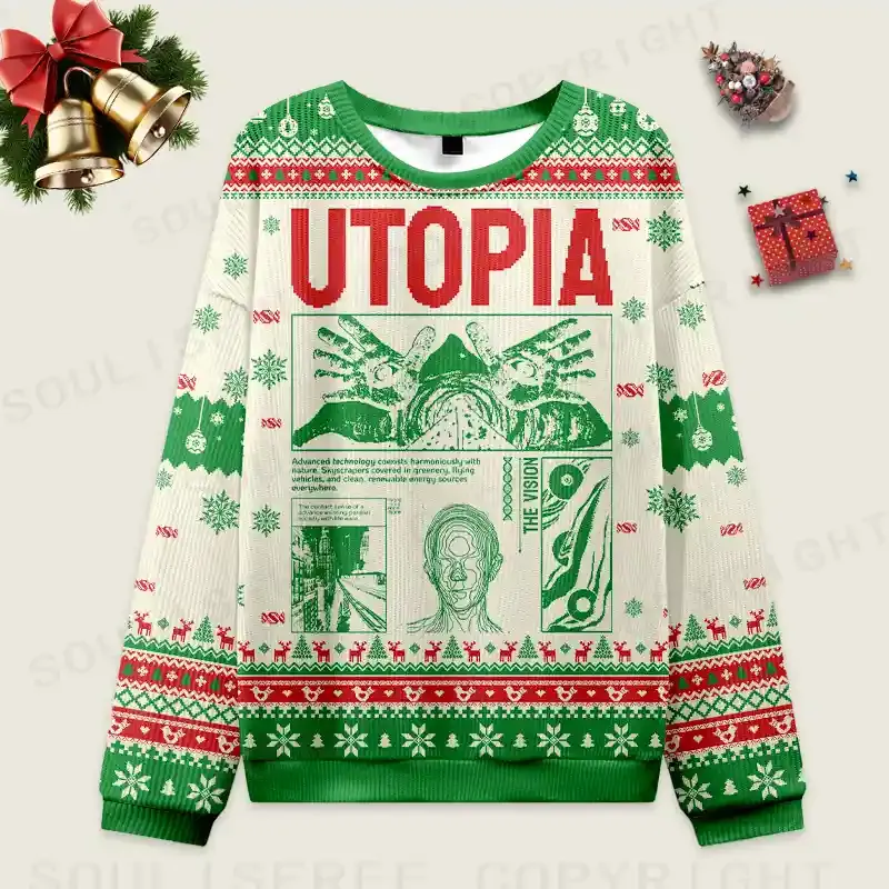 Yearning For Utopia Ugly Christmas Knit Sweatshirt