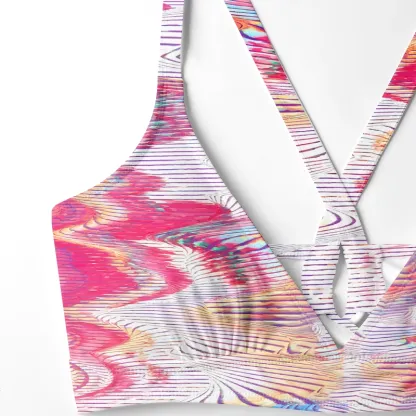 Soulisfree Trippy Liquid Swirl Glitch Cross Bikini