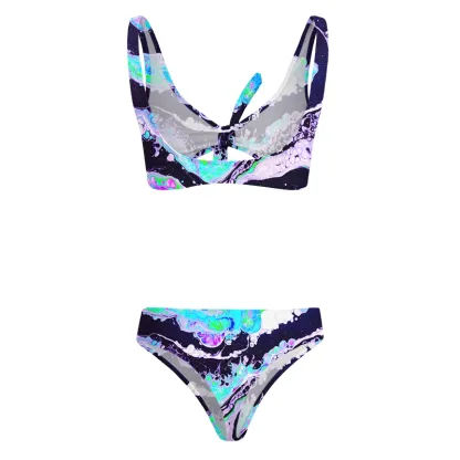 Soulisfree Cosmic Fluid Swirl Glitch Bow Bikini