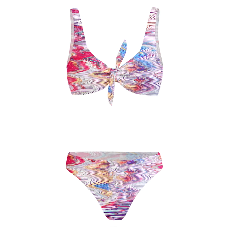 Soulisfree Trippy Liquid Swirl Glitch Bow Bikini
