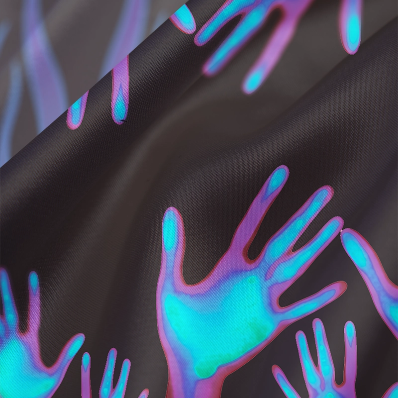 Soulisfree Hologram Hand Print Cowl Neck Satin Mini Dress