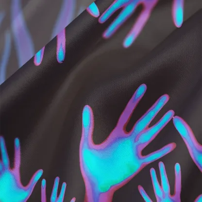 Soulisfree Hologram Hand Print Cowl Neck Satin Mini Dress