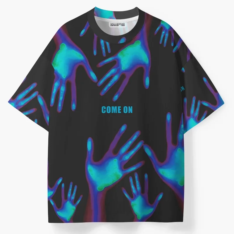 Soulisfree Hologram Hand Print ECO‑PERF Graphic Tee