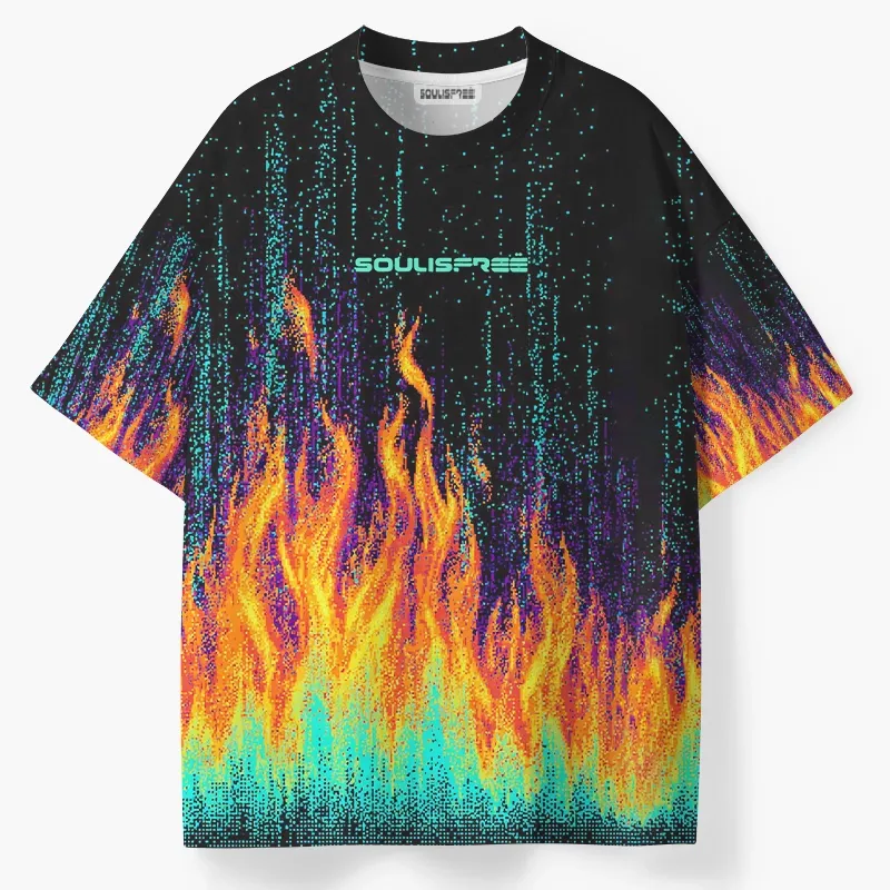 Soulisfree Digital Rainbow Flame ECO‑PERF Graphic Tee