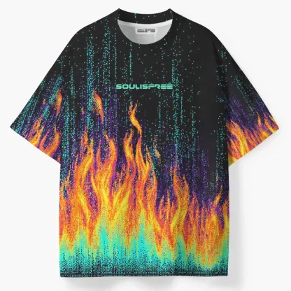 Soulisfree Digital Rainbow Flame ECO‑PERF Graphic Tee