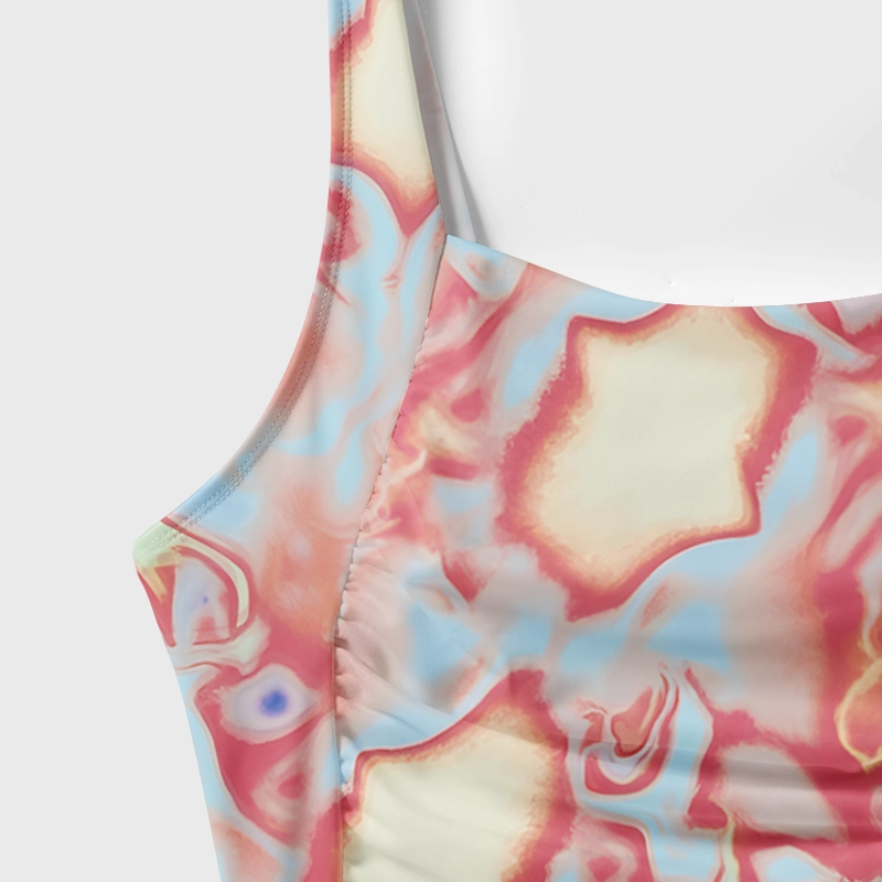 Soulisfree Dreamy Pastel Marbled Swirl Galaxy One‑Piece Swimsuit