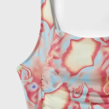 Soulisfree Dreamy Pastel Marbled Swirl Galaxy One‑Piece Swimsuit