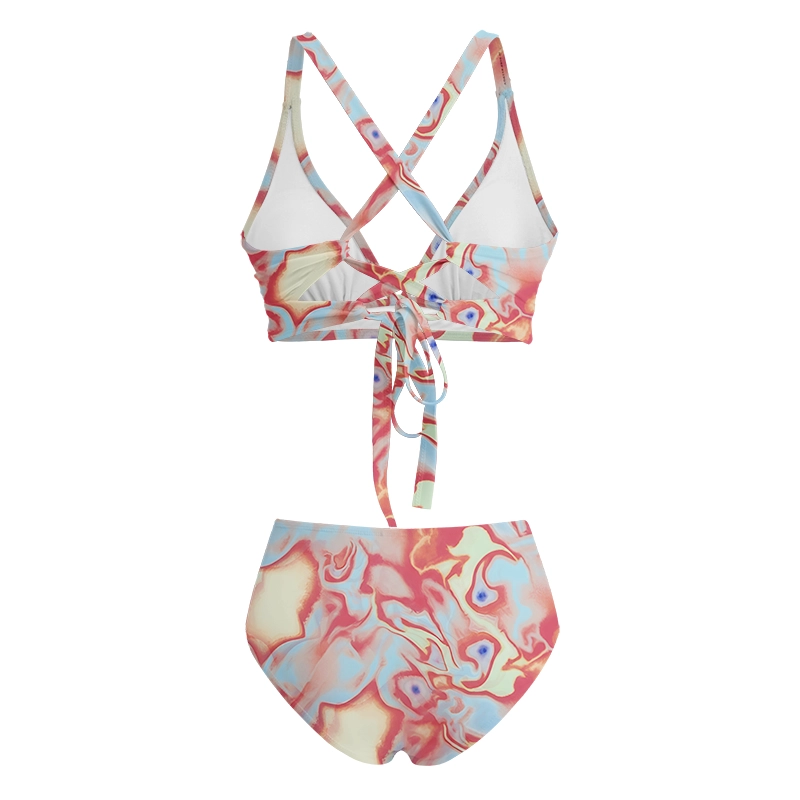 Soulisfree Dreamy Pastel Marbled Swirl Glitch Cross Bikini