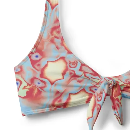 Soulisfree Dreamy Pastel Marbled Swirl Glitch Bow Bikini