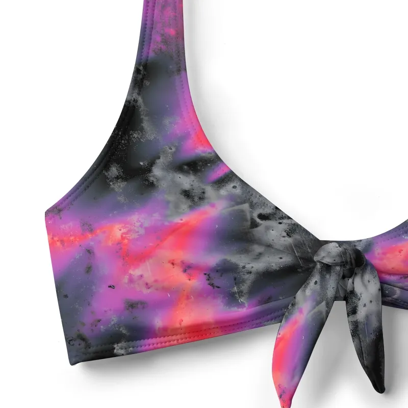 Soulisfree Neon Graffiti Swirl Glitch Bow Bikini