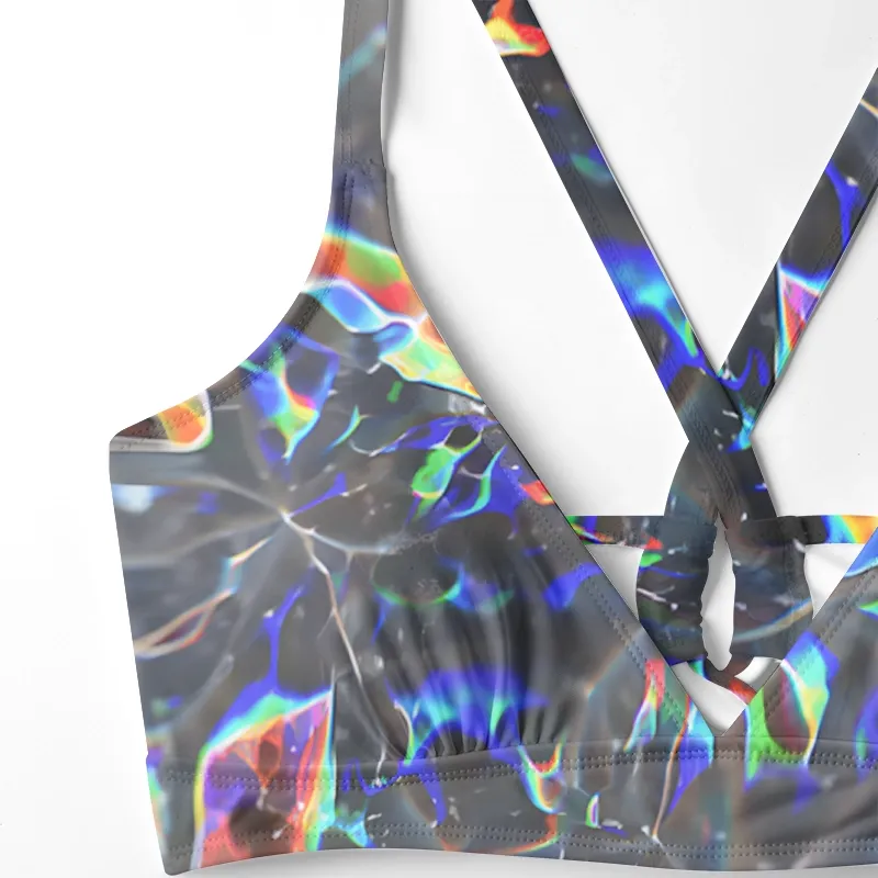 Soulisfree Cyber Rainbow Prism Glitch Cross Bikini