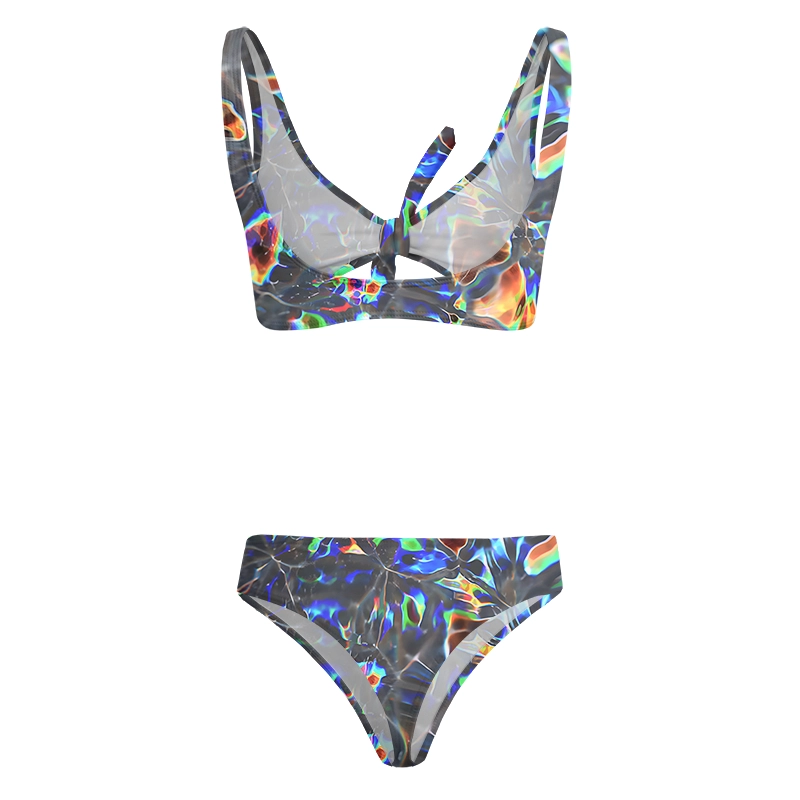 Soulisfree Cyber Rainbow Prism Glitch Bow Bikini