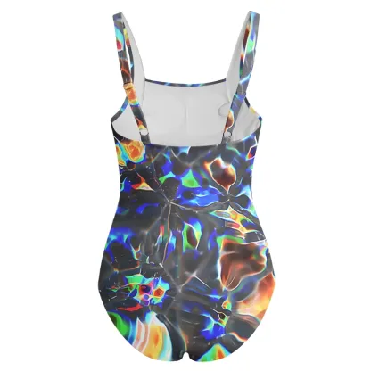Soulisfree Cyber Rainbow Prism Galaxy One‑Piece Swimsuit