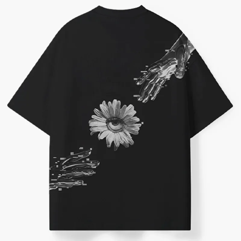 Soulisfree Futuristic Hands and Mystic Eye Flower  ECO‑PERF Graphic Tee