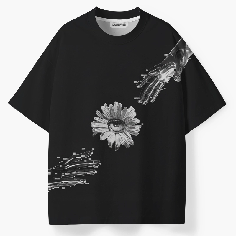 Soulisfree Futuristic Hands and Mystic Eye Flower  ECO‑PERF Graphic Tee