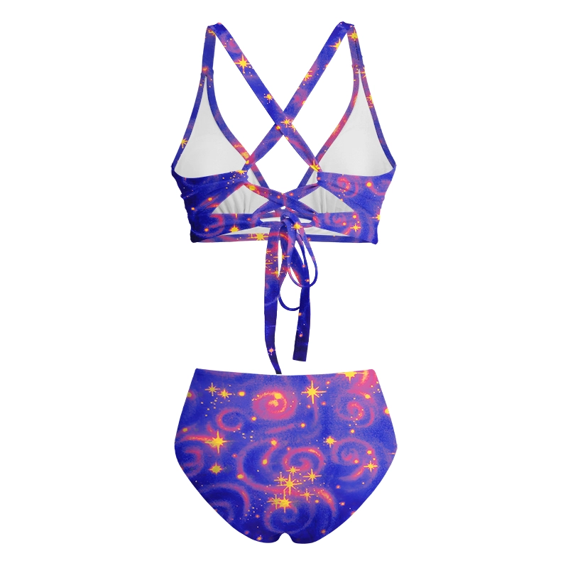 Soulisfree Dreamy Cosmic Stardust Glitch Cross Bikini