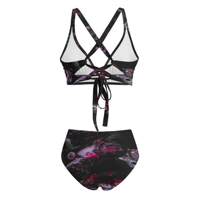 Soulisfree Neon Ink in Water Glitch Cross Bikini