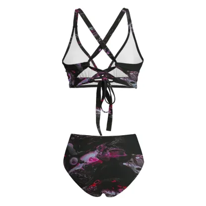 Soulisfree Neon Ink in Water Glitch Cross Bikini