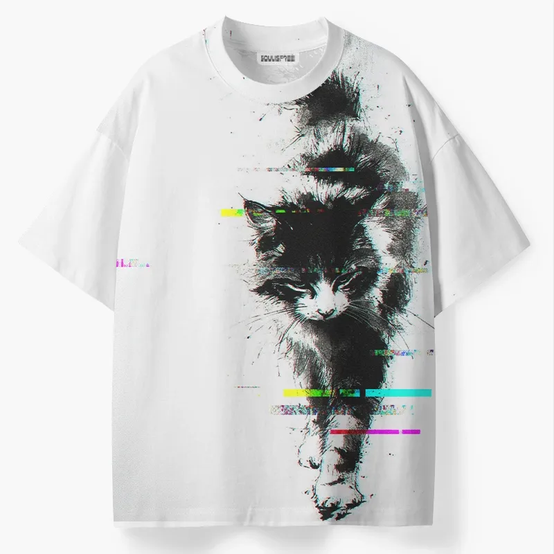 Soulisfree Glitch Black Cat ECO‑PERF Graphic Tee