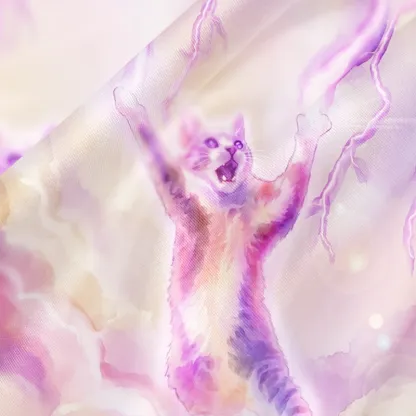 Soulisfree  Lightning Cat in Clouds Cowl Neck Satin Mini Dress