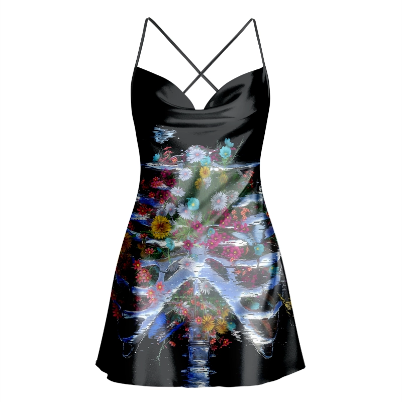 Soulisfree A NEW FORM OF EXISTENCE Cowl Neck Satin Mini Dress