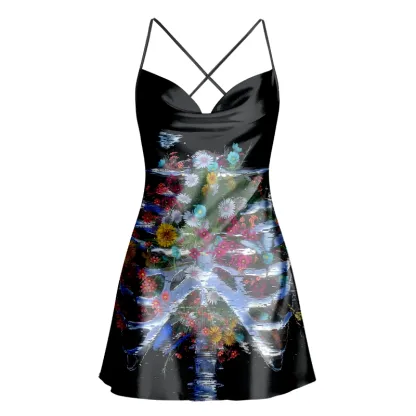 Soulisfree A NEW FORM OF EXISTENCE Cowl Neck Satin Mini Dress