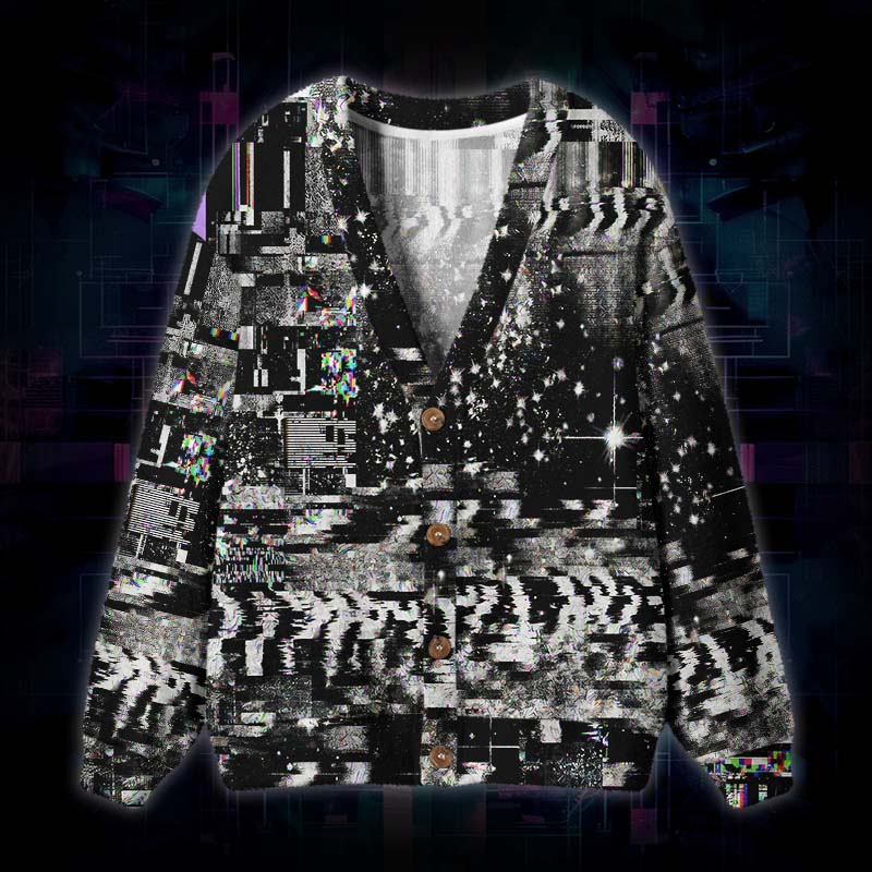 Soulisfree Lost Signal Fuzzy Cardigan Sweater 