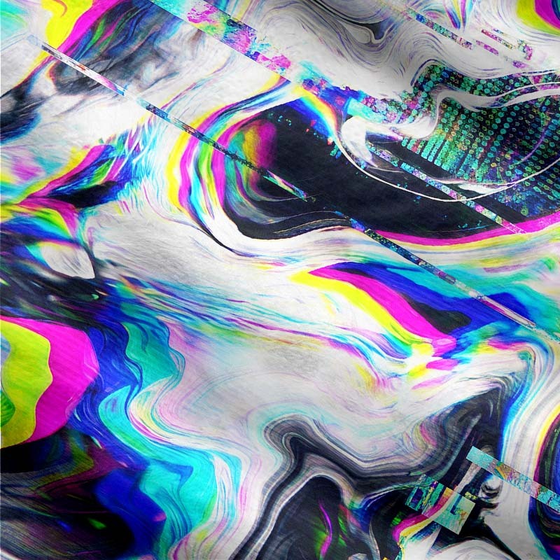 Soulisfree Liquid Glitch Fuzzy Cardigan Sweater 