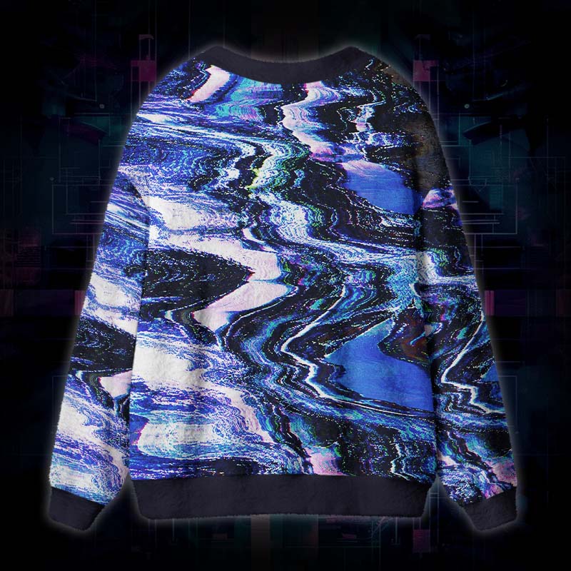 Soulisfree Digital Distortion Fuzzy Cardigan Sweater
