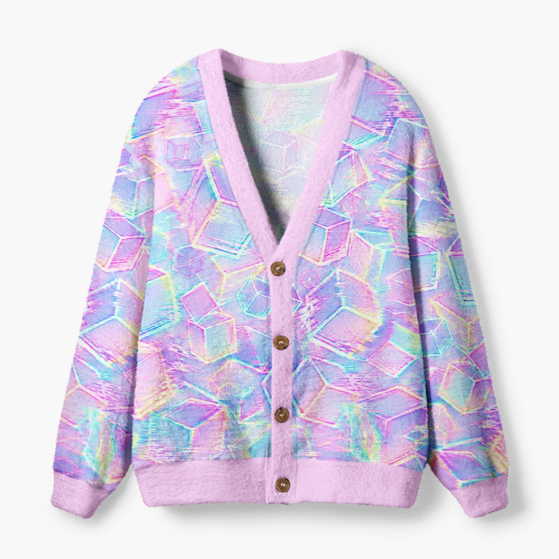 Soulisfree Between Light And Dimension Fuzzy Cardigan Sweater