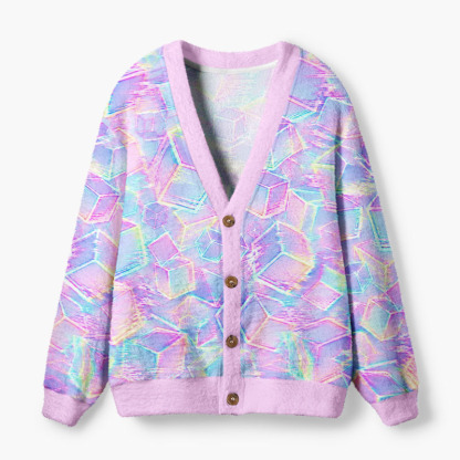 Soulisfree Between Light And Dimension Fuzzy Cardigan Sweater