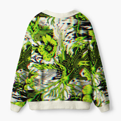 Soulisfree The Garden Of Digital Consciousness Fuzzy Cardigan Sweater