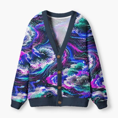 Soulisfree Dreams In A Synthetic Universe Fuzzy Cardigan Sweater