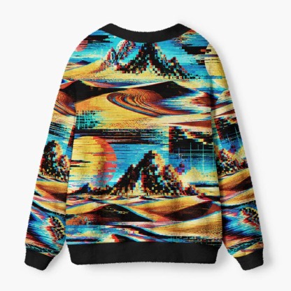 Soulisfree Beyond The Virtual Sunset Fuzzy Cardigan Sweater