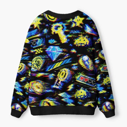 Soulisfree The Language Of Virtual Hearts Fuzzy Cardigan Sweater