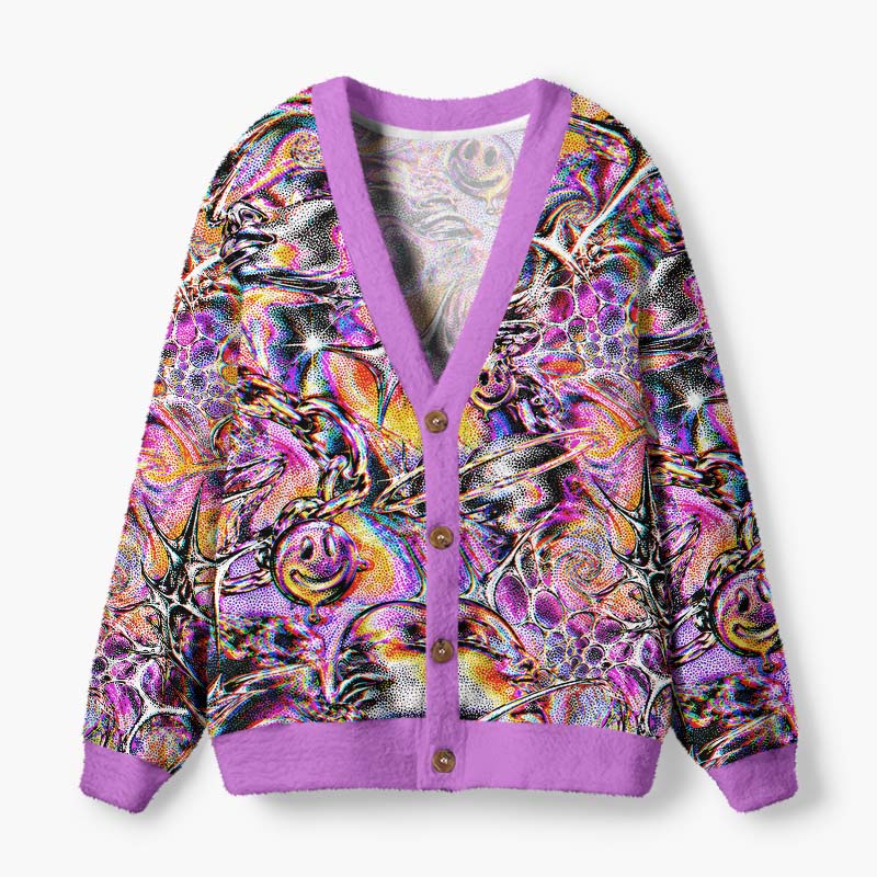 Soulisfree Finding Joy In The Chaos Fuzzy Cardigan Sweater