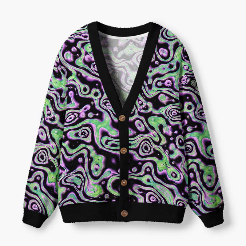 Soulisfree The Shape Of Consciousness Fuzzy Cardigan Sweater