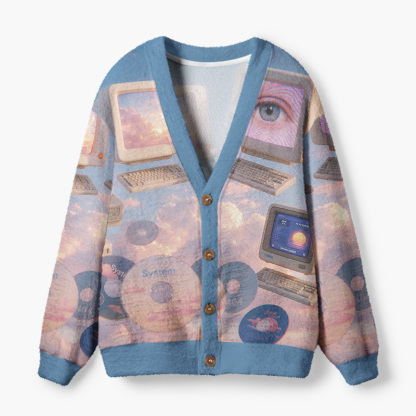 Soulisfree The Internet We Dreamed Of Fuzzy Cardigan Sweater