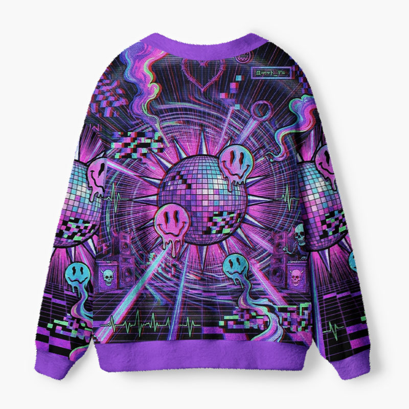 Soulisfree Glitch The Night Away Fuzzy Cardigan Sweater