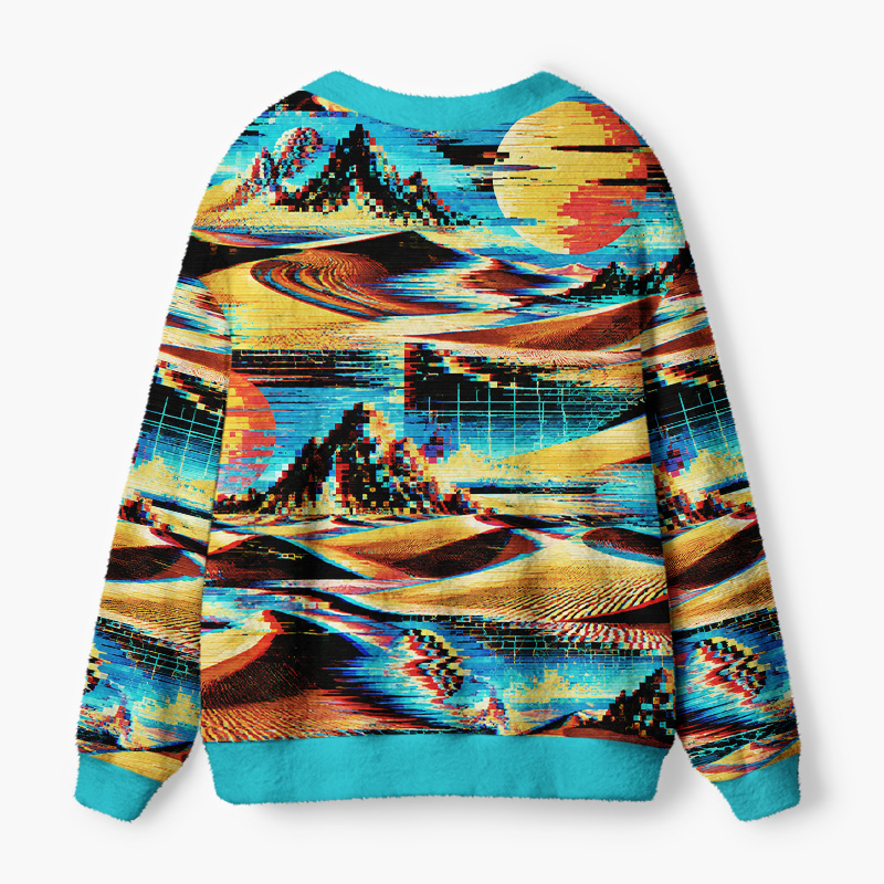 Soulisfree Glitch In The Desert Fuzzy Cardigan Sweater