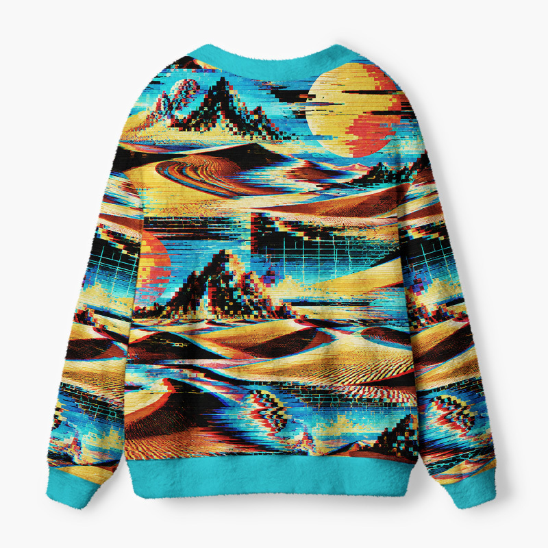 Soulisfree Glitch In The Desert Fuzzy Cardigan Sweater
